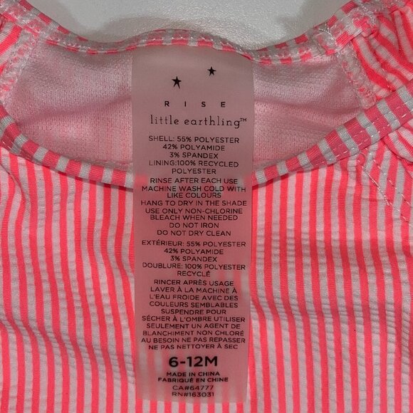 Rise Little Earthling Summer Baby Top with CoralPink White Stripes 6-12M UPF 50 - Picture 2 of 5